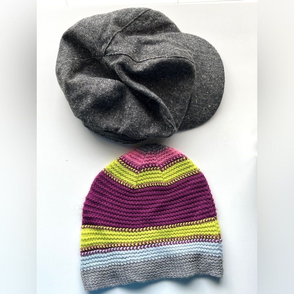 Kids' Gray and Multicolor Knit Hat Set